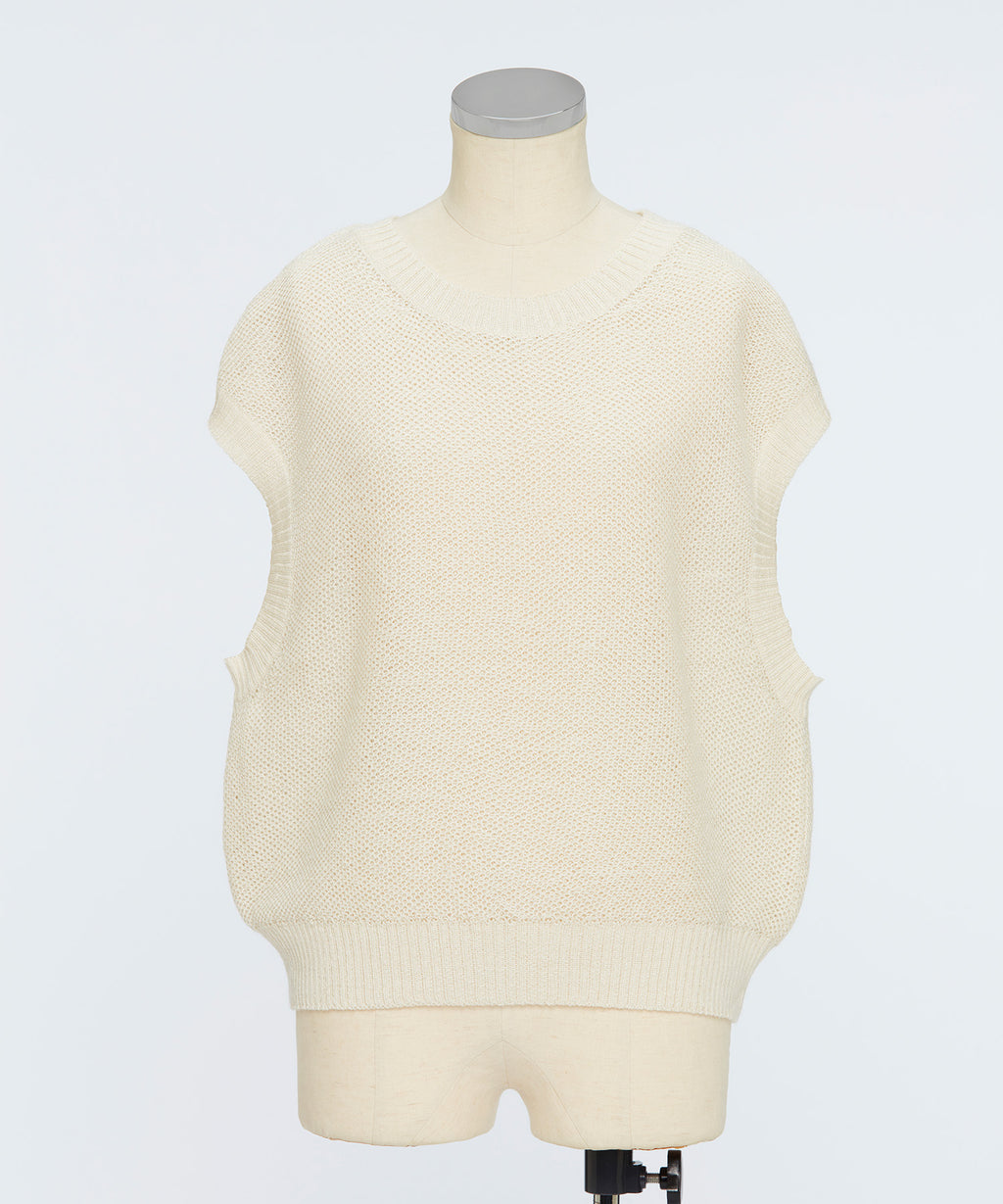 ANAYI モヘヤアルパカノースリーブ 定価3.9万 ニット 38 ベージュ